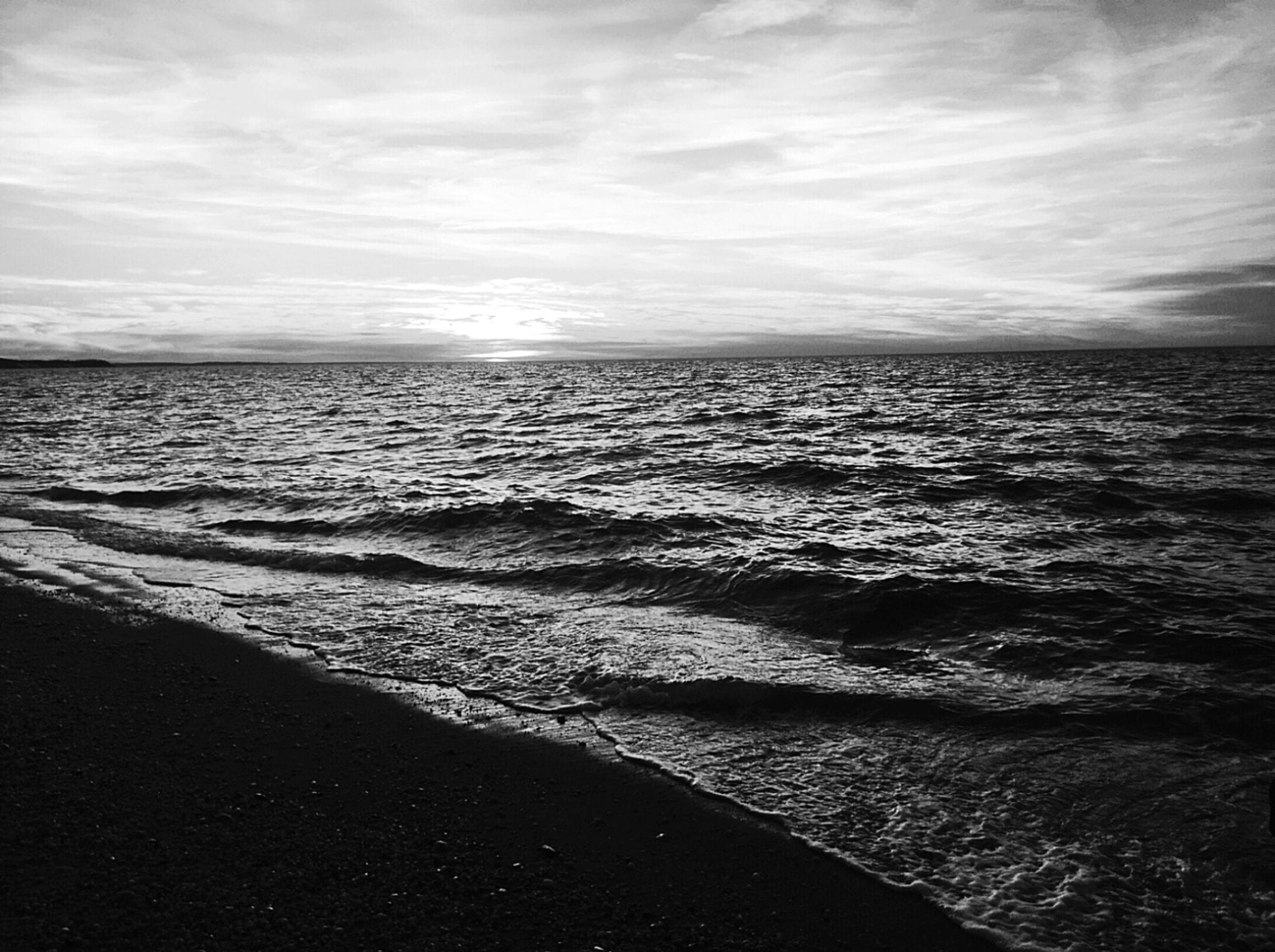 black and white sunset